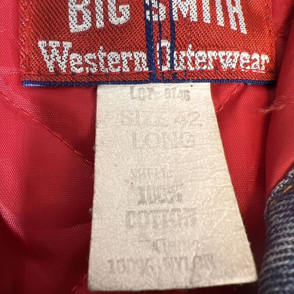 Vintage Big Smith Mens Quilt Lined Denim Distress Jacket Corduroy Collar L? - Picture 14 of 16